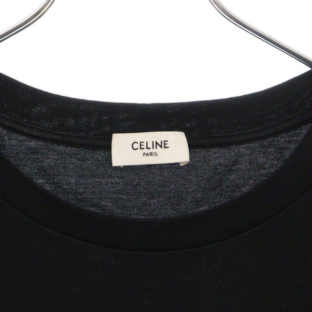 CELINE(セリーヌ) 22AW BOY DOLL ラインストーンロゴプリント 半袖Tシャツ カットソー ブラック 2X59C671Q