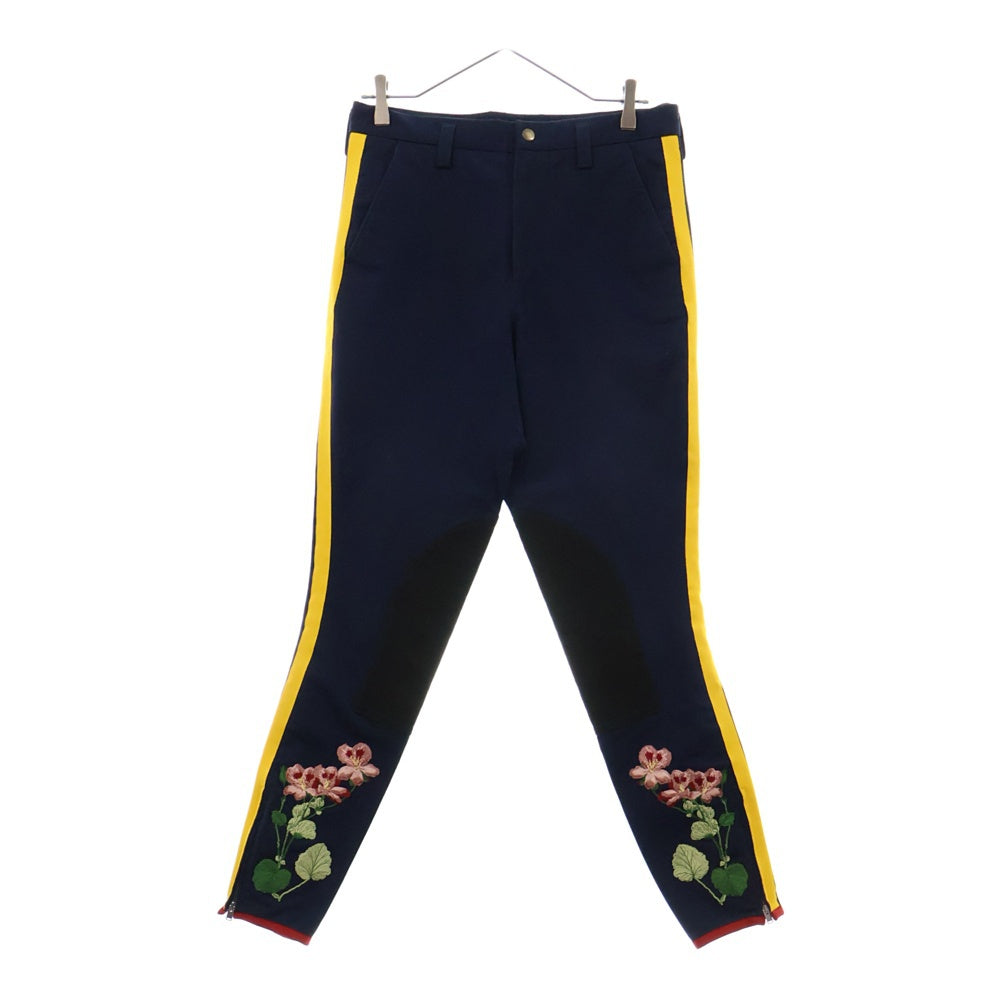 GUCCI(グッチ) Flower Embroidery Trousers Pants 花柄刺繍 トラウザーズパンツ ネイビー 500827 ZKK40