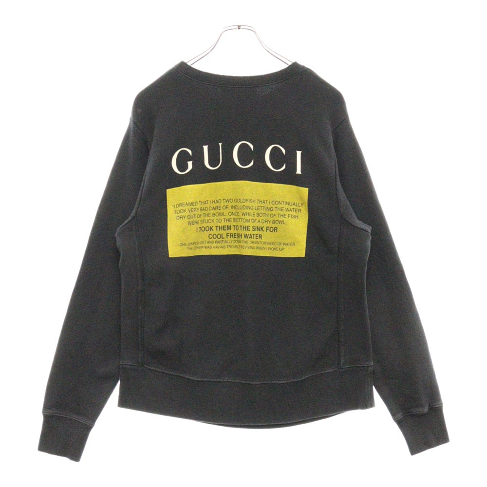 GUCCI(グッチ) Black Cat Sweatshirt ロゴプリント クルーネックスウェットトレーナー ブラック 475373 X3I36