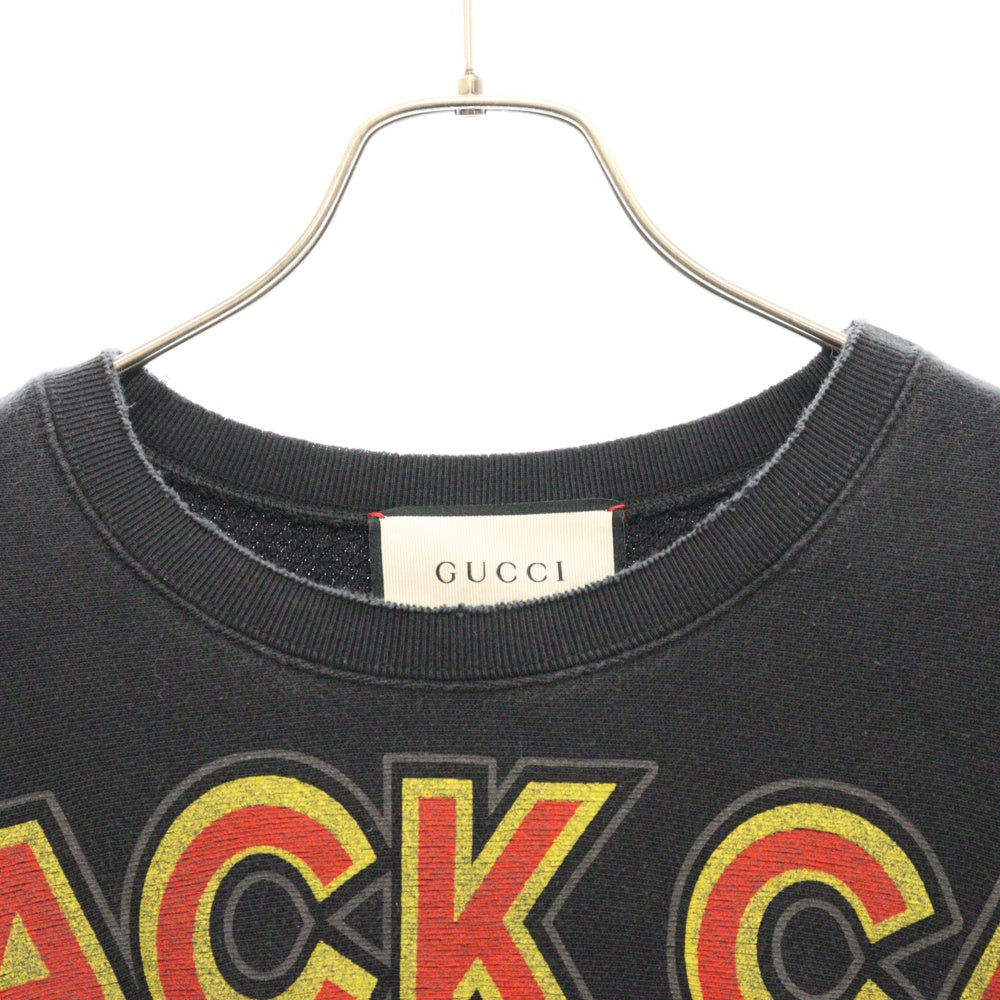 GUCCI(グッチ) Black Cat Sweatshirt ロゴプリント クルーネックスウェットトレーナー ブラック 475373 X3I36