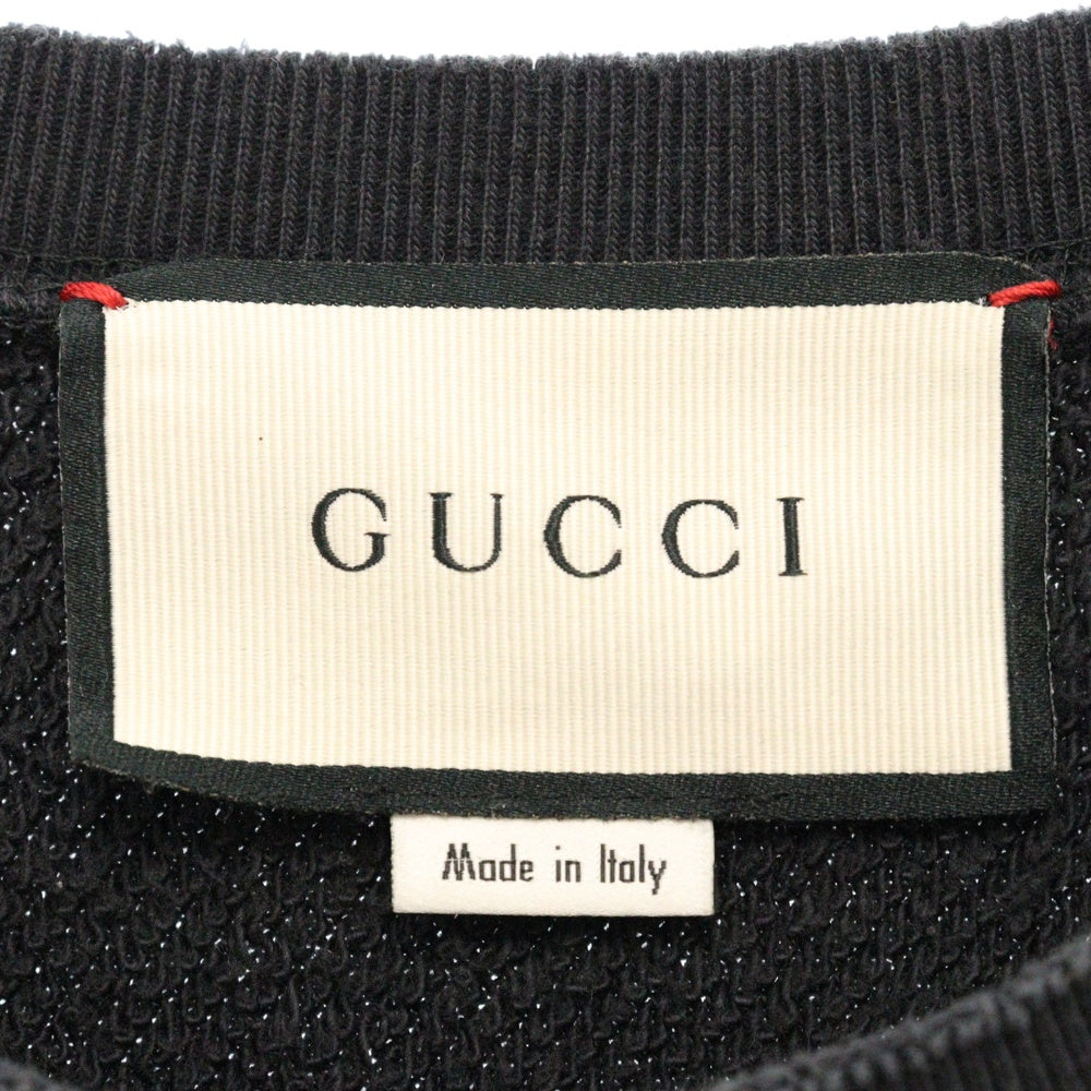 GUCCI(グッチ) Black Cat Sweatshirt ロゴプリント クルーネックスウェットトレーナー ブラック 475373 X3I36