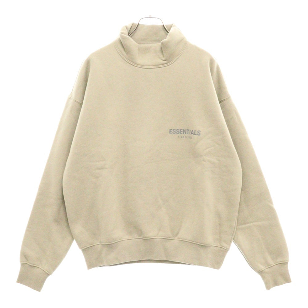 FEAR OF GOD ESSENTIALS(フィアオブゴッド エッセンシャルズ) MOCK NECK SWEATSHIRT リフレクターロゴプリント モックネックスウェットトレーナー カーキ
