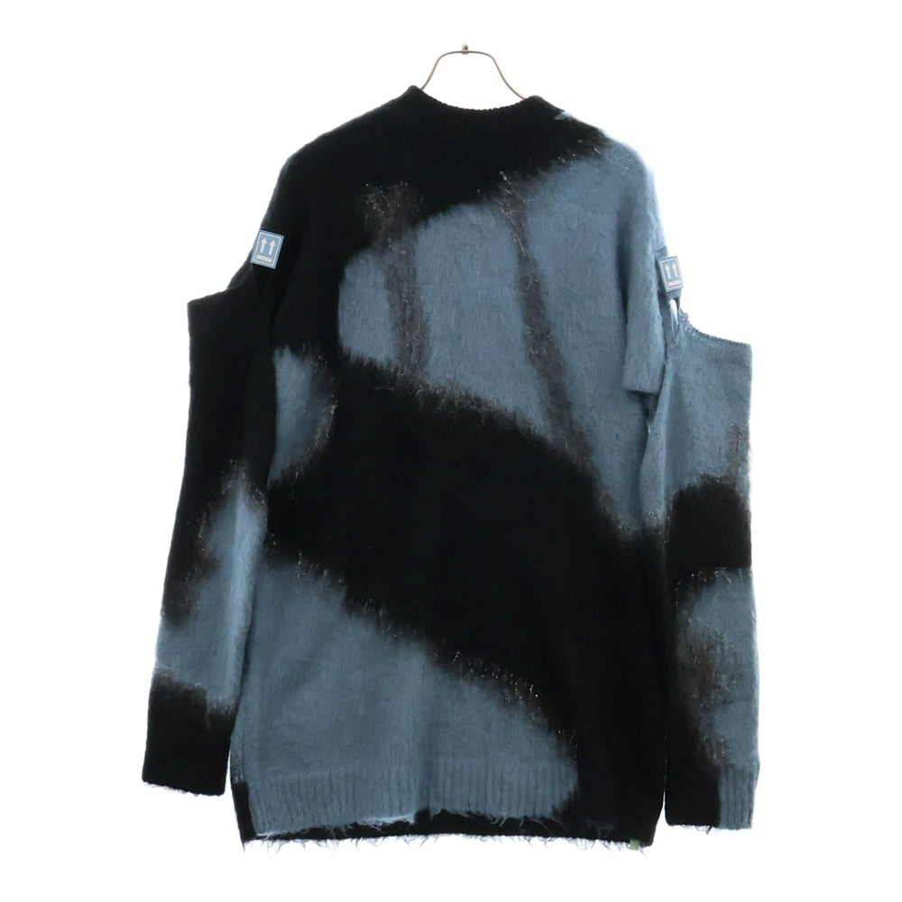 OFF-WHITE(オフホワイト) 18AW Mohair Knit ショルダーボタン クルーネックモヘアニットセーター ブラック/ブルー OWHE007F18B74069