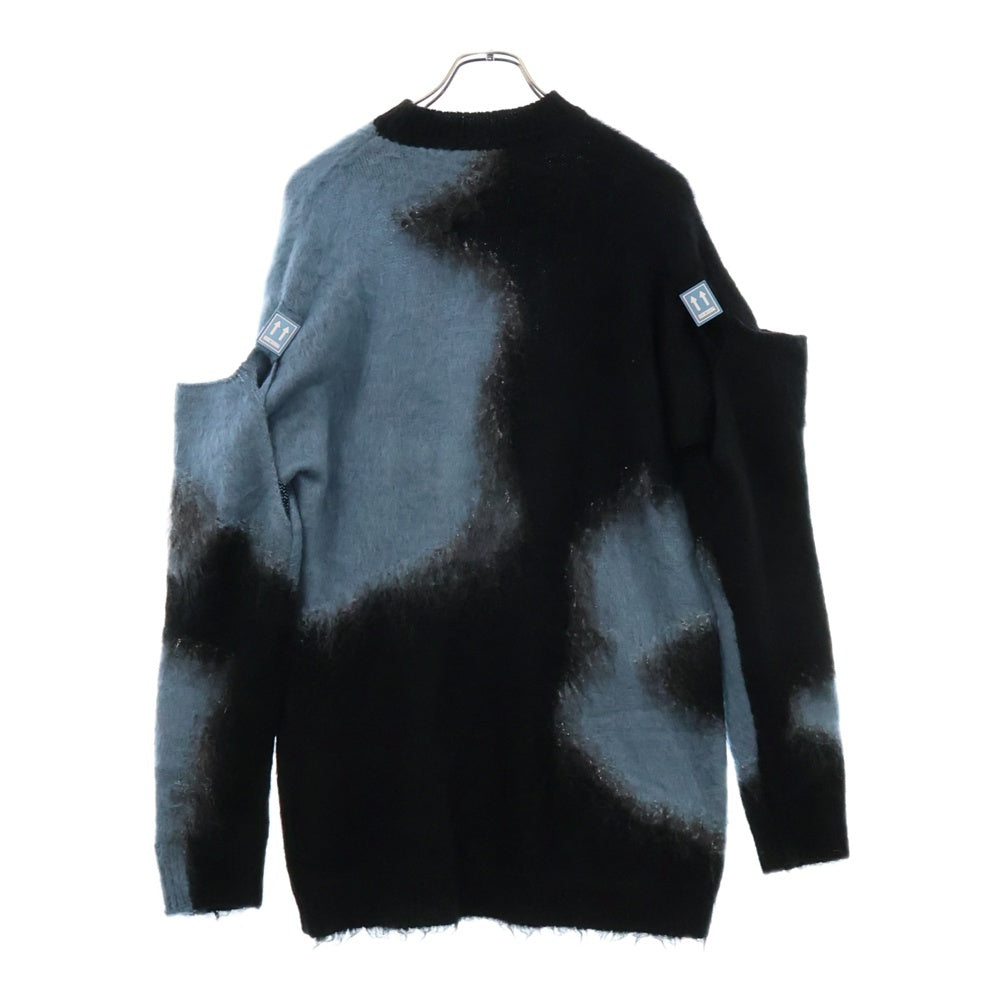 OFF-WHITE(オフホワイト) 18AW Mohair Knit ショルダーボタン クルーネックモヘアニットセーター ブラック/ブルー OWHE007F18B74069