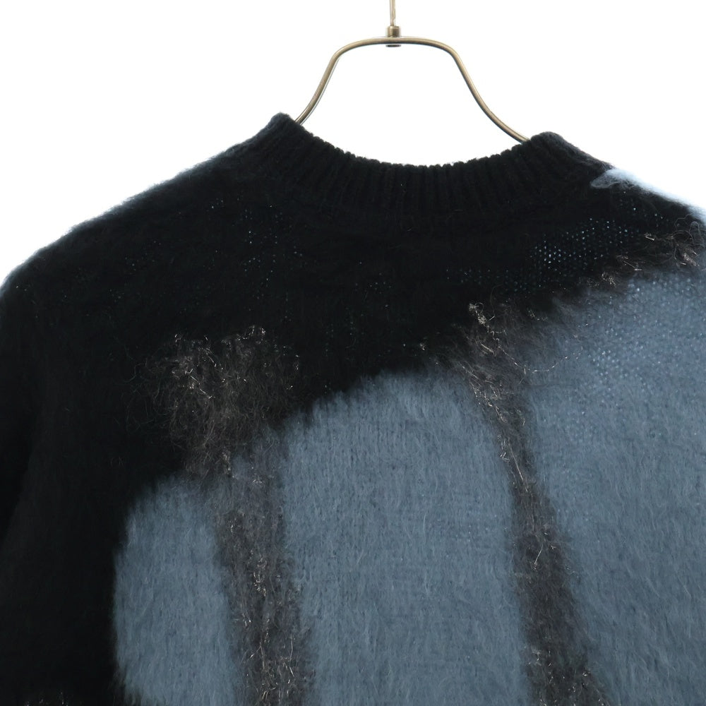 OFF-WHITE(オフホワイト) 18AW Mohair Knit ショルダーボタン クルーネックモヘアニットセーター ブラック/ブルー OWHE007F18B74069