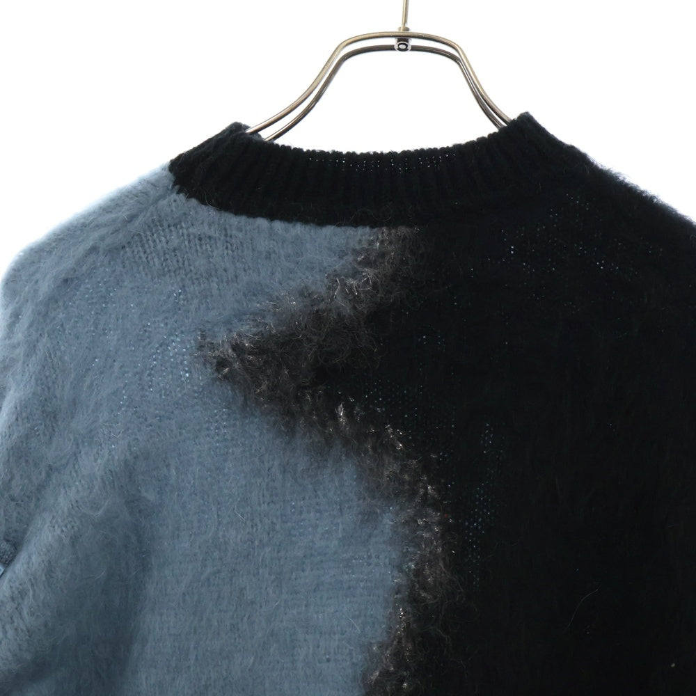 OFF-WHITE(オフホワイト) 18AW Mohair Knit ショルダーボタン クルーネックモヘアニットセーター ブラック/ブルー OWHE007F18B74069