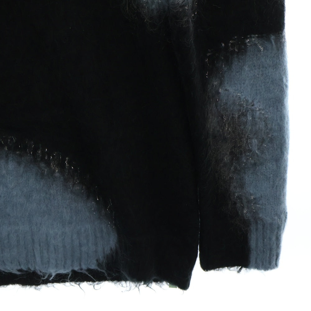 OFF-WHITE(オフホワイト) 18AW Mohair Knit ショルダーボタン クルーネックモヘアニットセーター ブラック/ブルー OWHE007F18B74069
