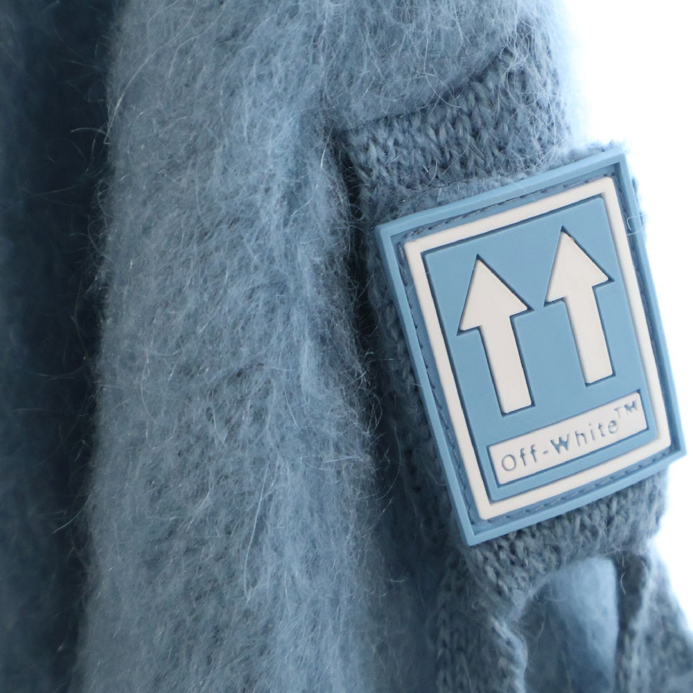OFF-WHITE(オフホワイト) 18AW Mohair Knit ショルダーボタン クルーネックモヘアニットセーター ブラック/ブルー OWHE007F18B74069