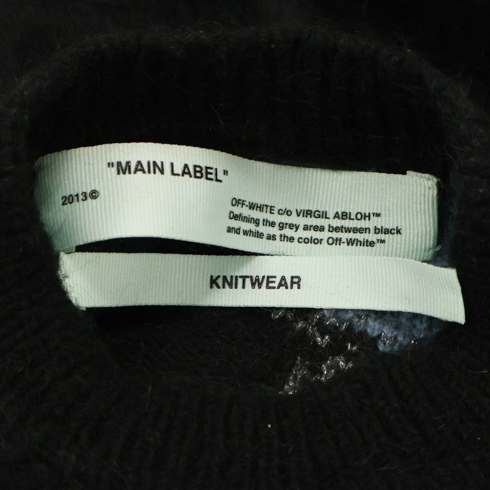 OFF-WHITE(オフホワイト) 18AW Mohair Knit ショルダーボタン クルーネックモヘアニットセーター ブラック/ブルー OWHE007F18B74069