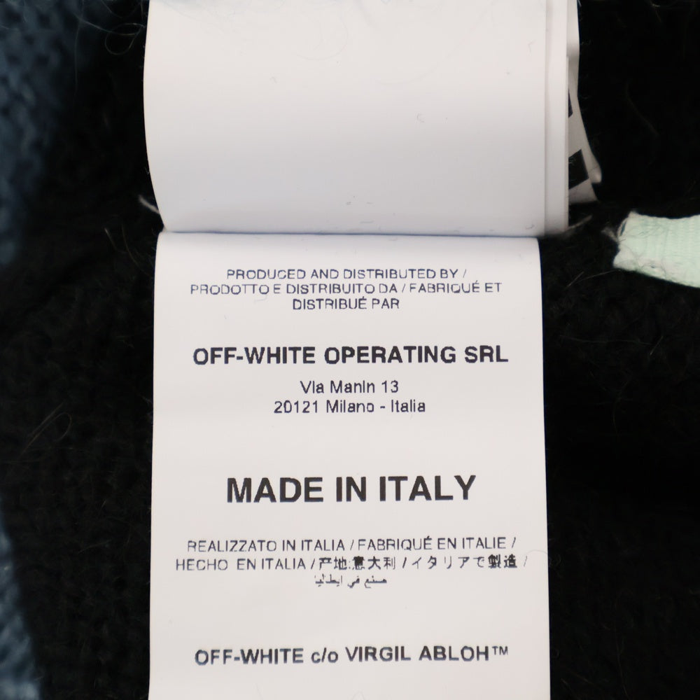 OFF-WHITE(オフホワイト) 18AW Mohair Knit ショルダーボタン クルーネックモヘアニットセーター ブラック/ブルー OWHE007F18B74069