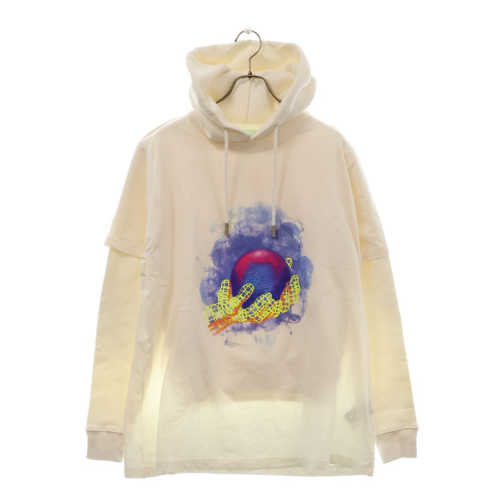 OFF-WHITE(オフホワイト) 18AW Hooded Sweatshirt レイヤードプルオーバースウェットパーカー フーディー ホワイト OMBB042F18899039