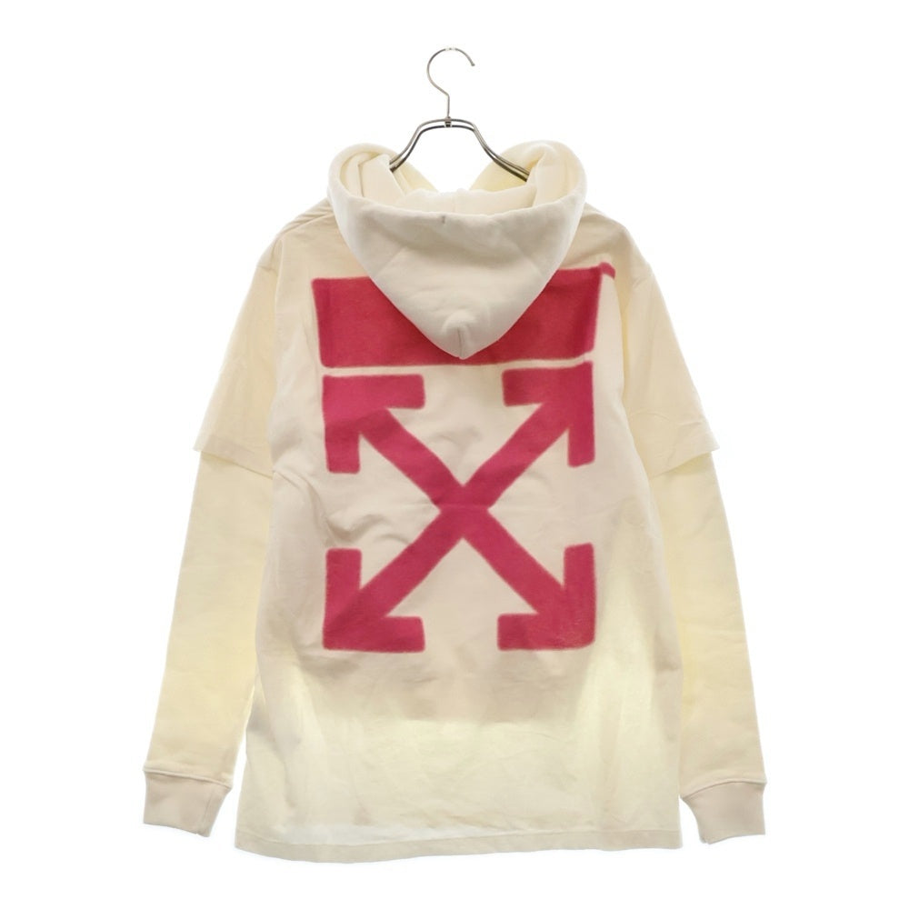 OFF-WHITE(オフホワイト) 18AW Hooded Sweatshirt レイヤードプルオーバースウェットパーカー フーディー ホワイト OMBB042F18899039