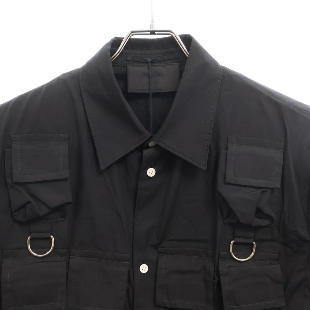 PRADA(プラダ) 24SS Multi Pocket Shirt Jacket マルチポケット 長袖シャツジャケット ブラック UGI267 SAAO 1XV2