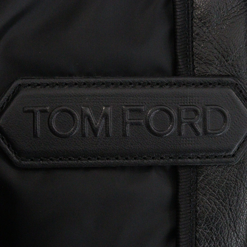 TOM FORD(トムフォード) LEATHER DOWN BOMBER JACKET レザーダウンボンバージャケット ラムレザー ブラック