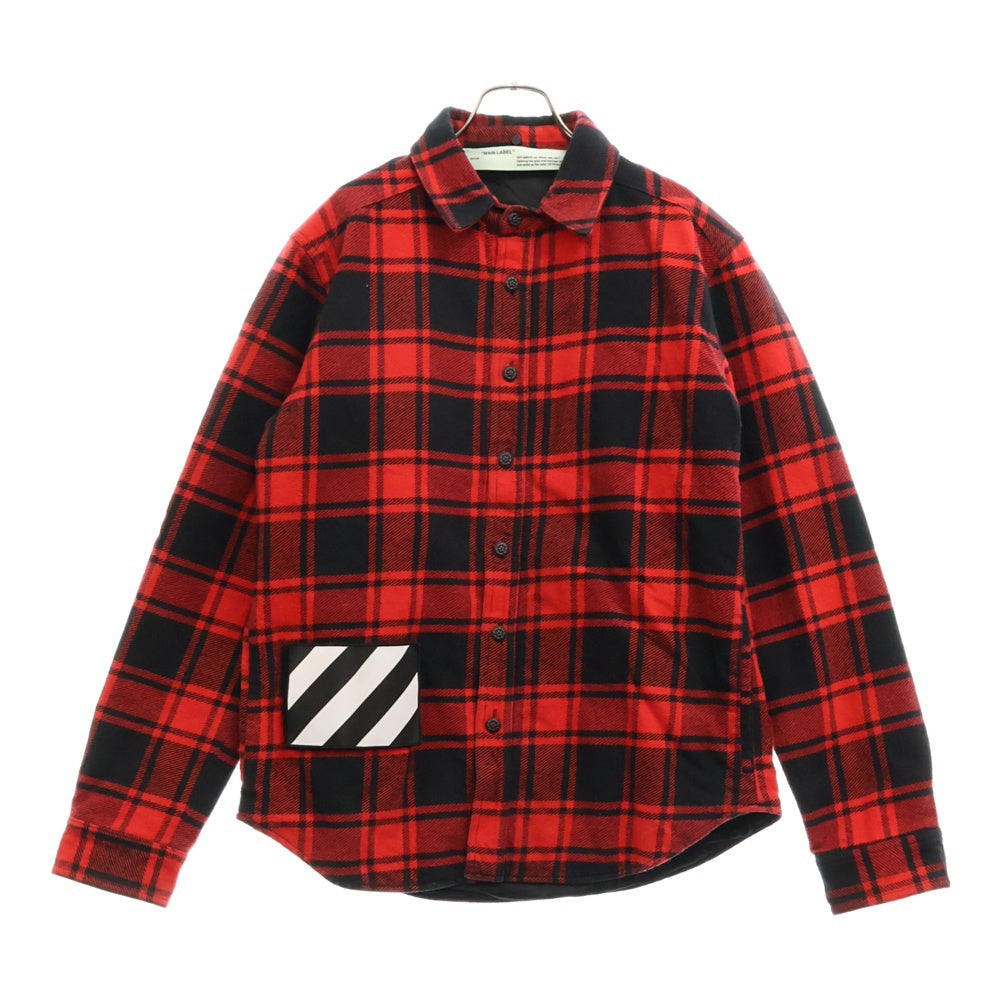 OFF-WHITE(オフホワイト) 18AW Flannel Shirt 裏地キルティング チェックネルシャツ レッド OMGA061E18A27001