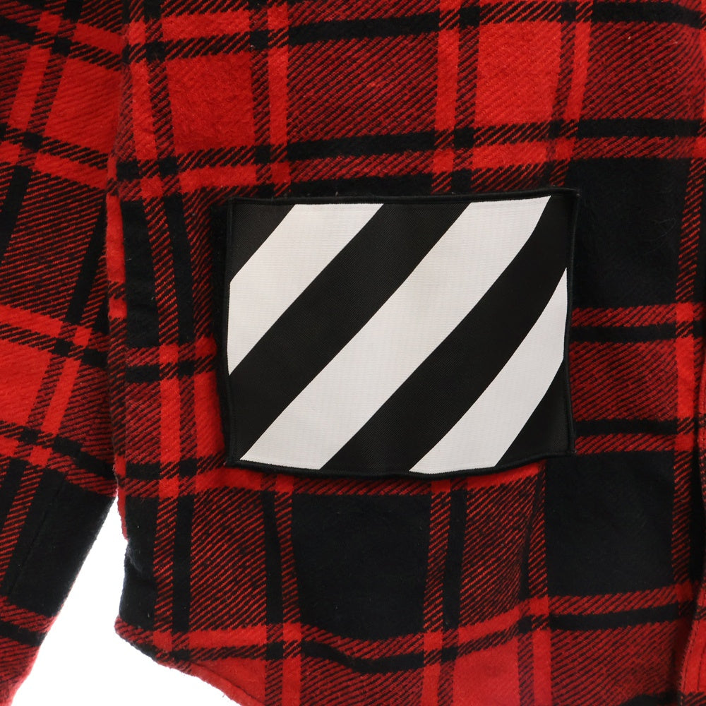 OFF-WHITE(オフホワイト) 18AW Flannel Shirt 裏地キルティング チェックネルシャツ レッド OMGA061E18A27001