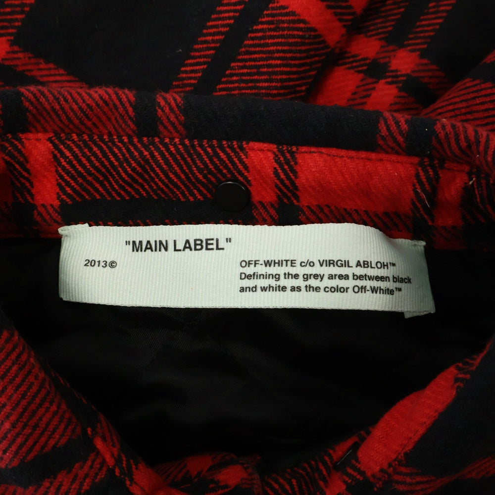 OFF-WHITE(オフホワイト) 18AW Flannel Shirt 裏地キルティング チェックネルシャツ レッド OMGA061E18A27001