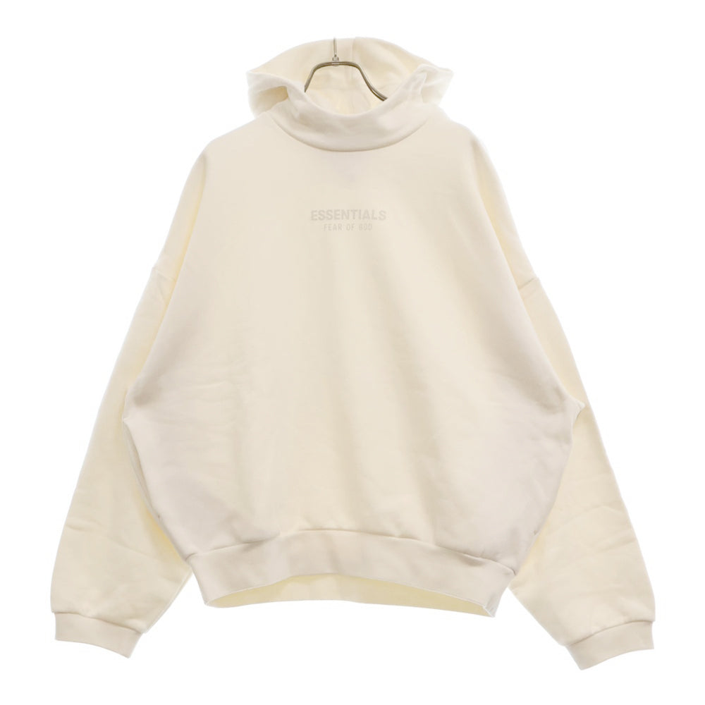 FEAR OF GOD ESSENTIALS(フィアオブゴッド エッセンシャルズ) HOODIE フロントラバーロゴプリント プルオーバースウェットパーカー フーディー ホワイト