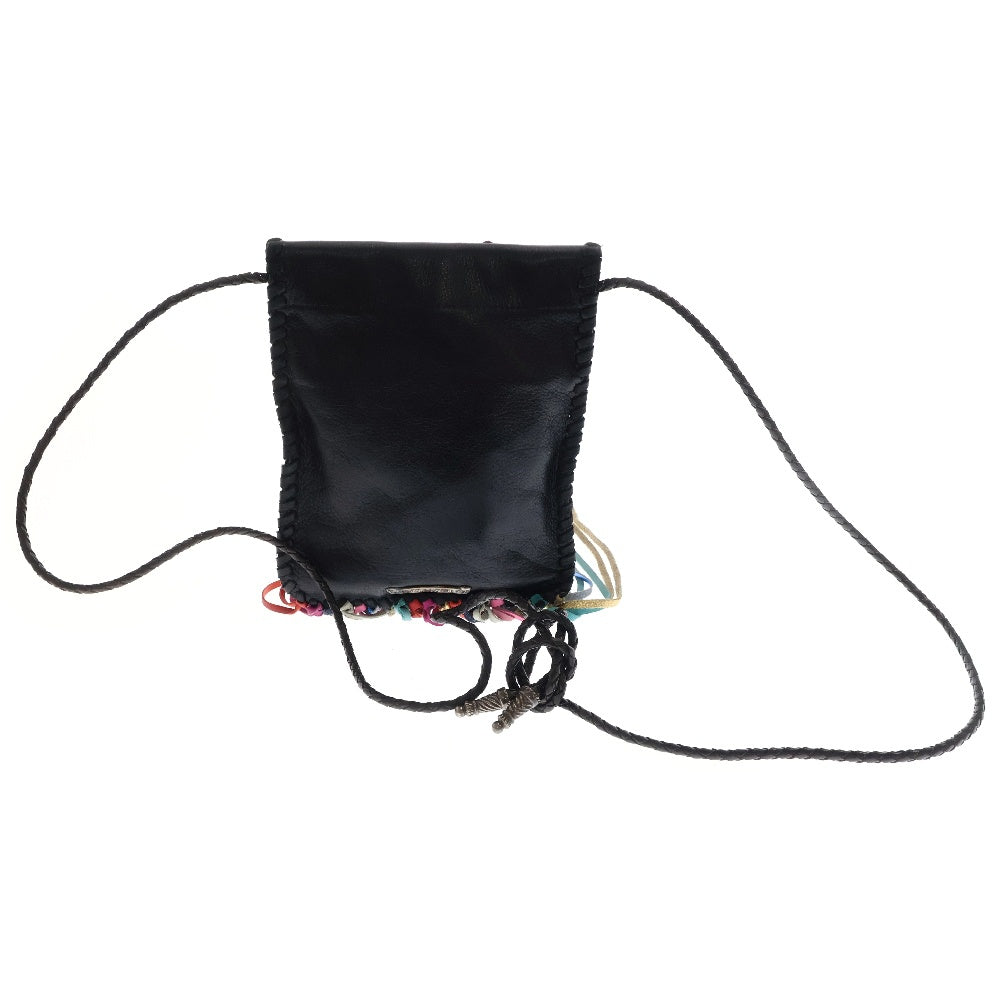 CHROME HEARTS(クロムハーツ) BAG-FLAT HIPPIE FRINGE ヒッピー マルチカラーレザーパッチフリンジ装飾レザーショルダーバッグ ブラック マルチ