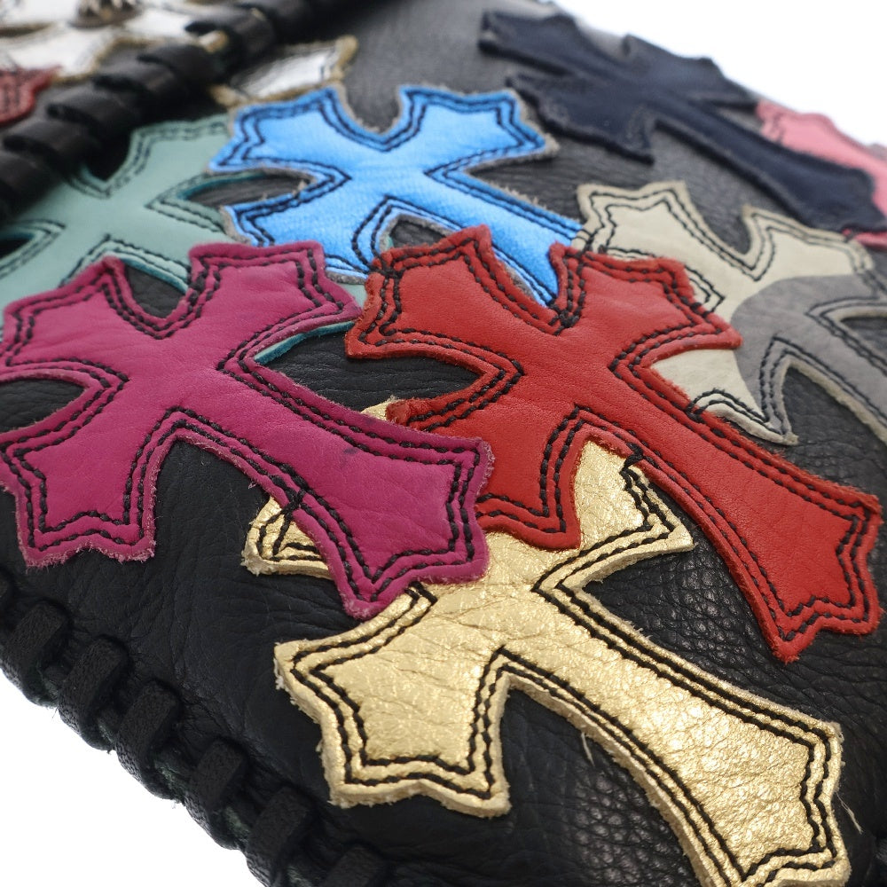 CHROME HEARTS(クロムハーツ) BAG-FLAT HIPPIE FRINGE ヒッピー マルチカラーレザーパッチフリンジ装飾レザーショルダーバッグ ブラック マルチ