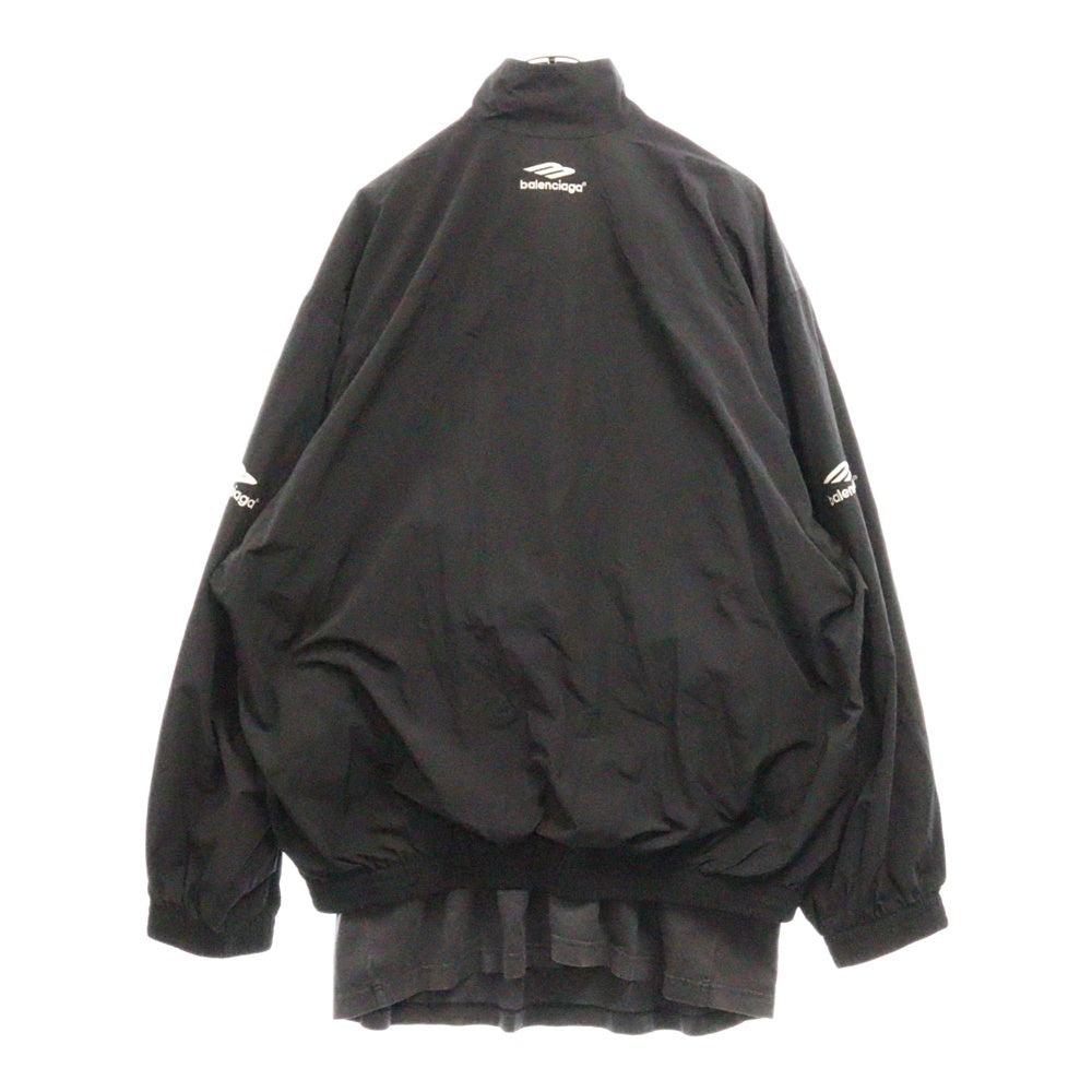 BALENCIAGA(バレンシアガ) 3B Sports Icon Track Jacket ロゴ刺繍 レイヤードナイロントラックジャケット ブラック 770500 TNQ25