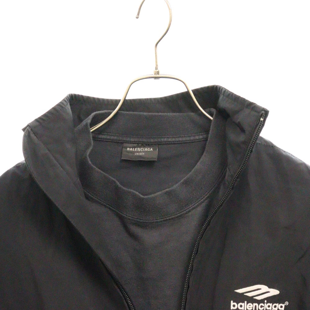 BALENCIAGA(バレンシアガ) 3B Sports Icon Track Jacket ロゴ刺繍 レイヤードナイロントラックジャケット ブラック 770500 TNQ25