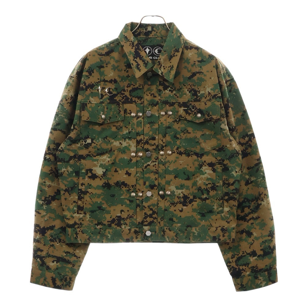 THUG CLUB(サグクラブ) 24AW TC Army Jacket ロゴチャーム カモフラージュ 迷彩ジャケット カーキ TC24JK2704