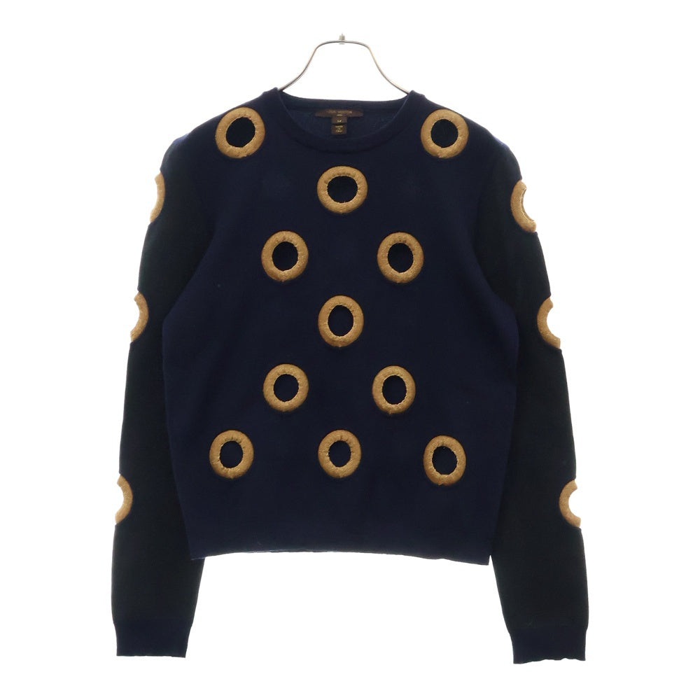 LOUIS VUITTON(ルイヴィトン) 15SS Runway Resort Wool Sweater クルーネックウールニットセーター レディース ネイビー RW151A F7KL24OIC