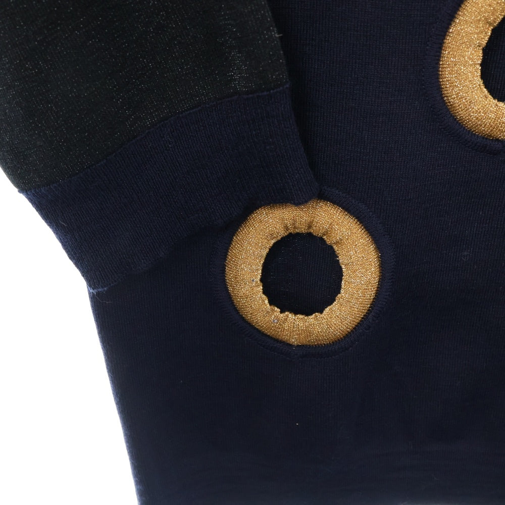 LOUIS VUITTON(ルイヴィトン) 15SS Runway Resort Wool Sweater クルーネックウールニットセーター レディース ネイビー RW151A F7KL24OIC