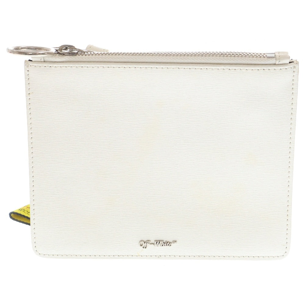OFF-WHITE(オフホワイト) 18SS Clutch Bag インダストリアルロゴ レザークラッチバッグ ポーチ ホワイトOWNA048S18423134