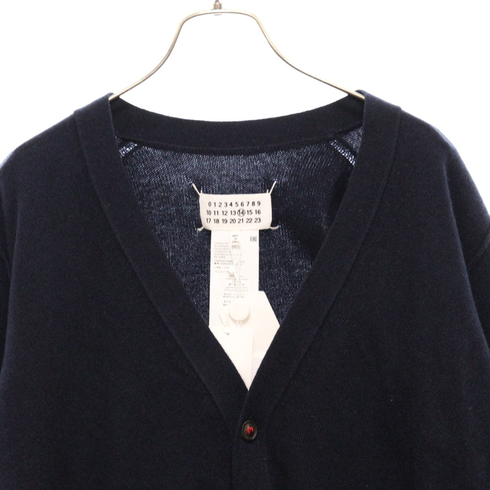 Maison Margiela 14(メゾンマルジェラ) 21AW CARDIGAN Vネック カシミヤ ニット ハイゲージ 4ステッチ カーディガン ネイビー S50HA1013 S17783