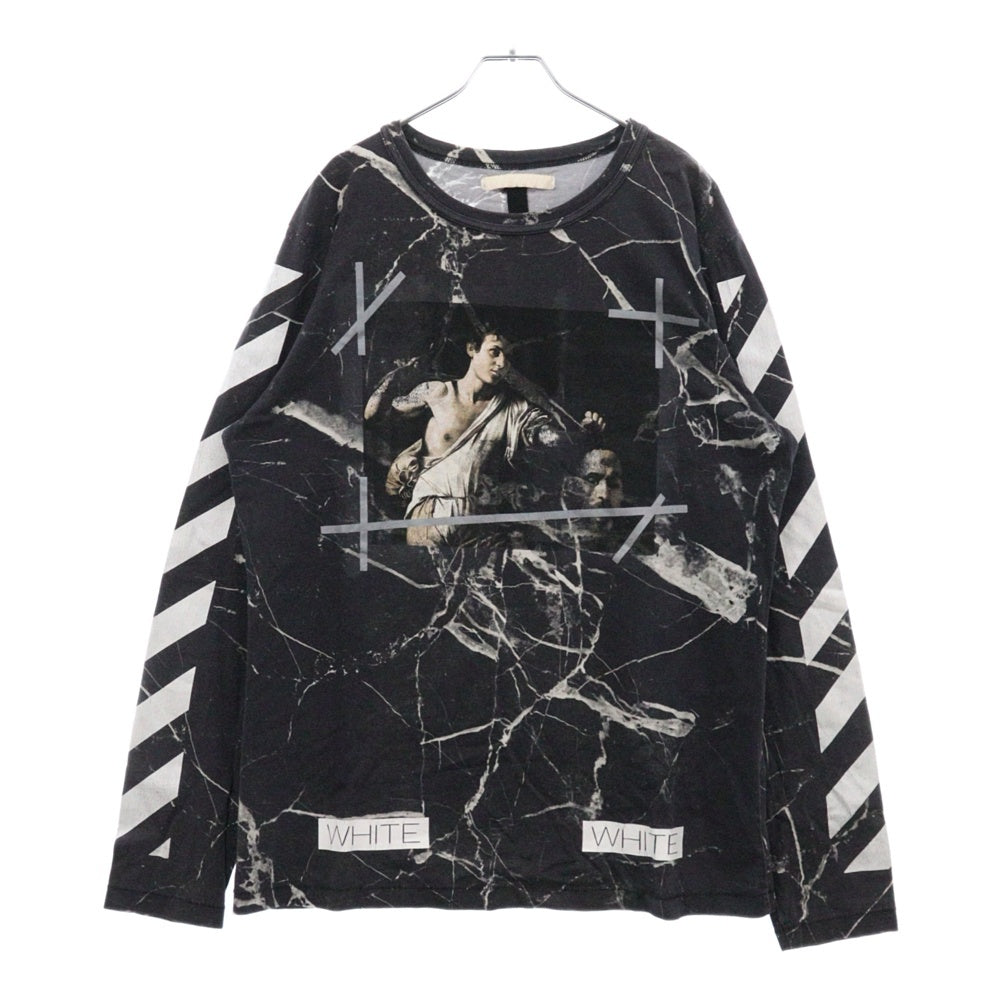 OFF-WHITE(オフホワイト) Caravaggio L/S T-Shirt カラヴァッジョ 総柄プリント長袖Tシャツ ロンT グレー