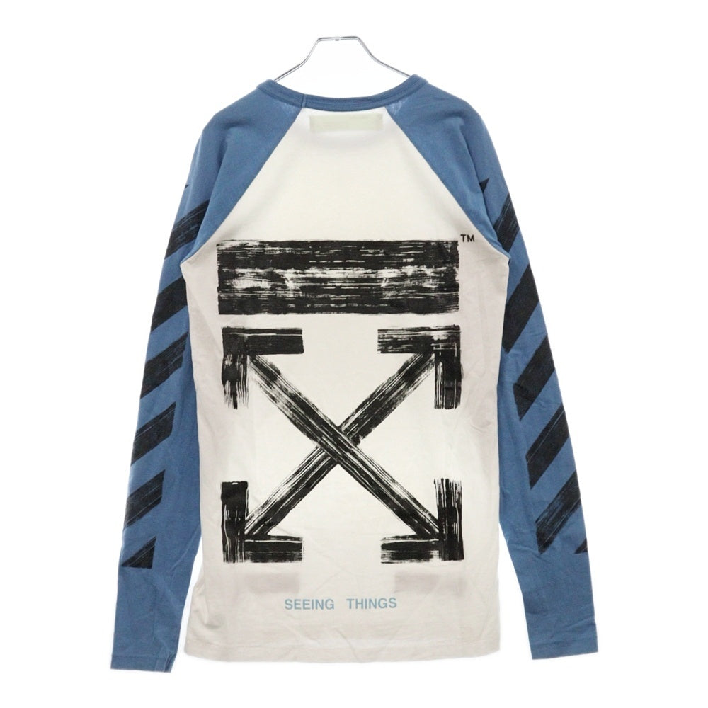 OFF-WHITE(オフホワイト) 17AW Color Block L/Sleeve T-Shirt ロゴプリント長袖Tシャツ ロンT ホワイト OMAB008F17185030
