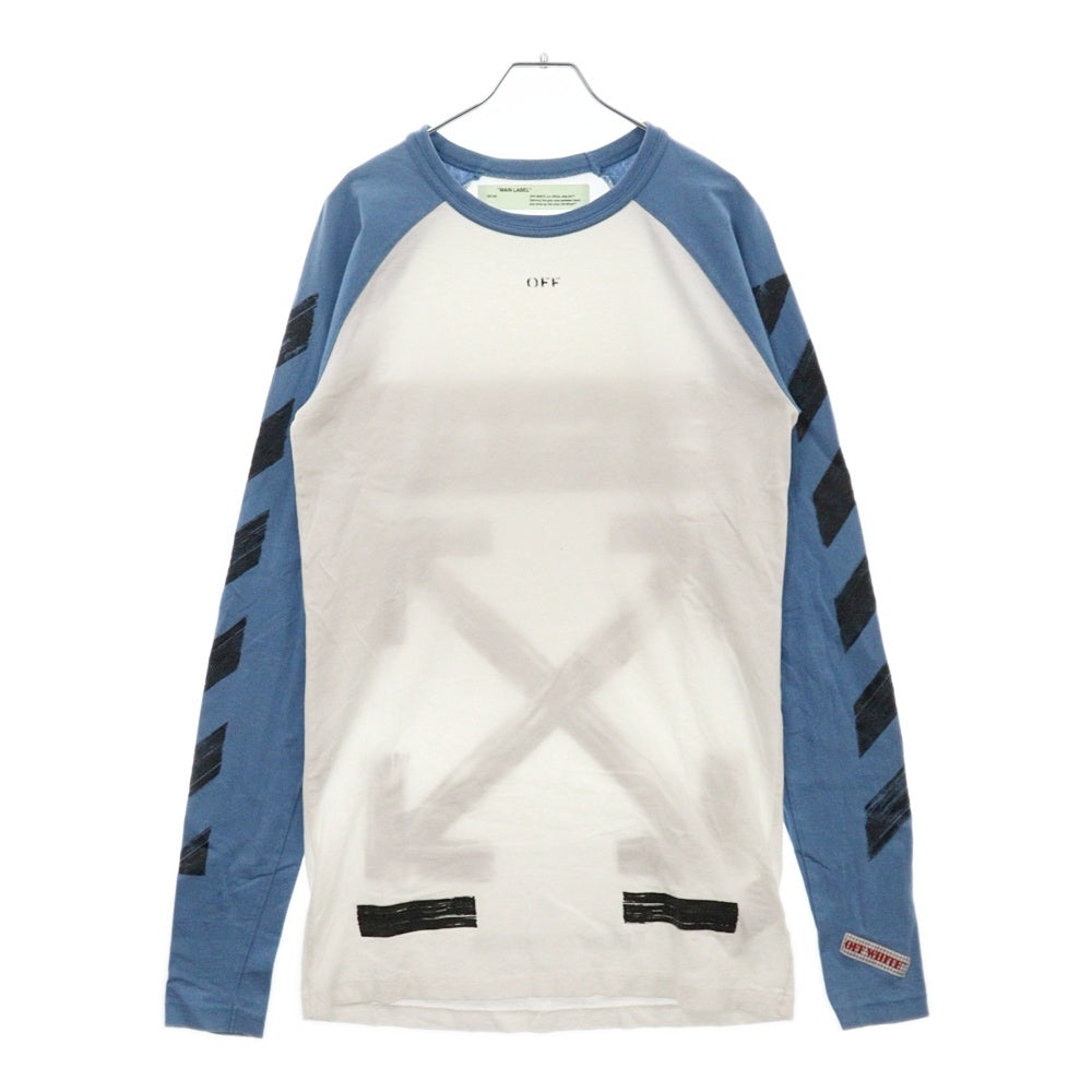 OFF-WHITE(オフホワイト) 17AW Color Block L/Sleeve T-Shirt ロゴプリント長袖Tシャツ ロンT ホワイト OMAB008F17185030