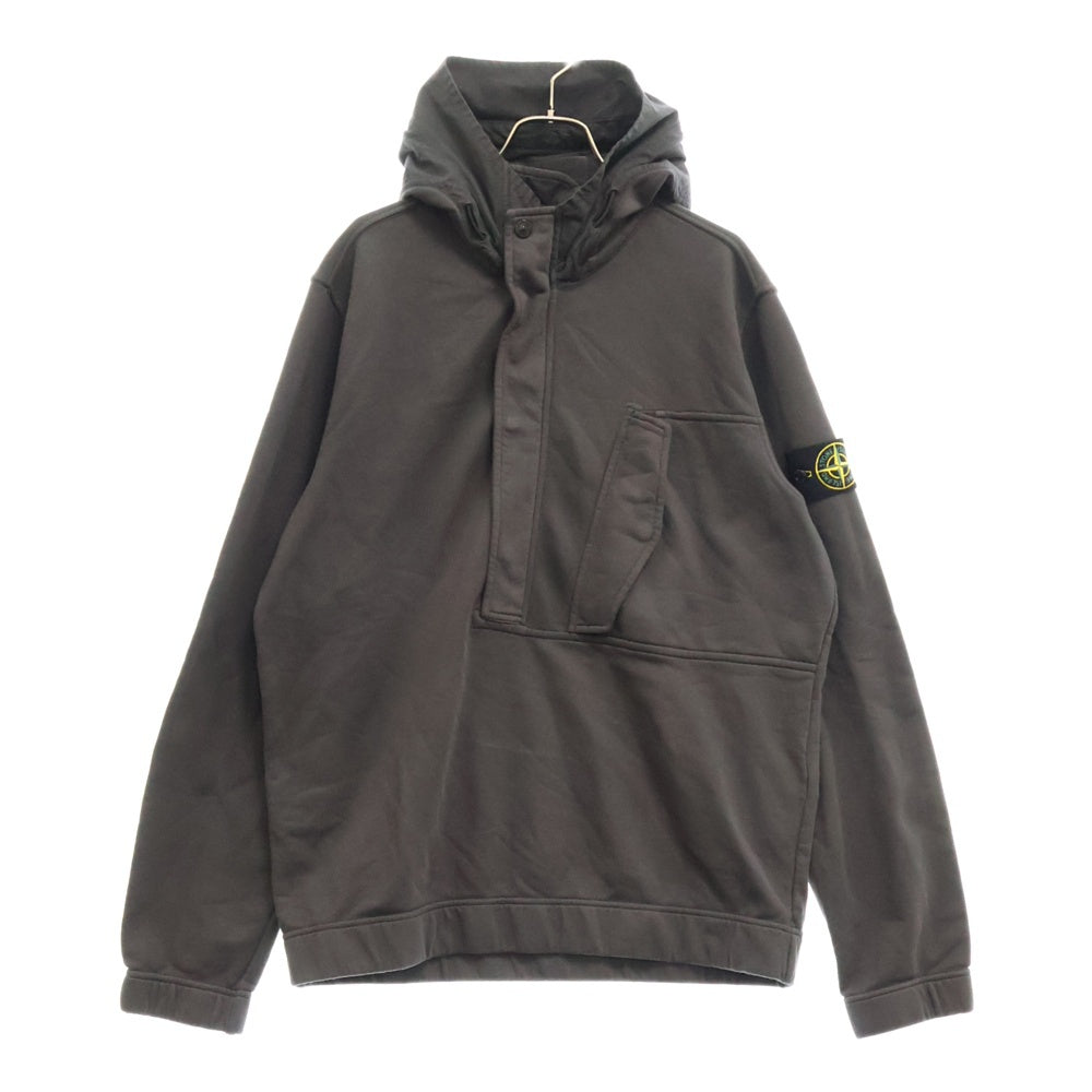 STONE ISLAND(ストーンアイランド) Half-zip Hoodie ロゴワッペン ハーフジップスウェットパーカー フーディー グレー 761562051