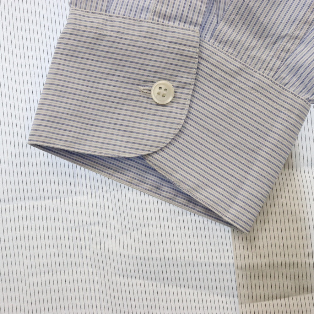 LOEWE(ロエベ) Anagram Logo Asymmetric Shirt アナグラム ロゴ刺繍アシンメトリー 長袖ストライプシャツ ホワイト H526Y05W10