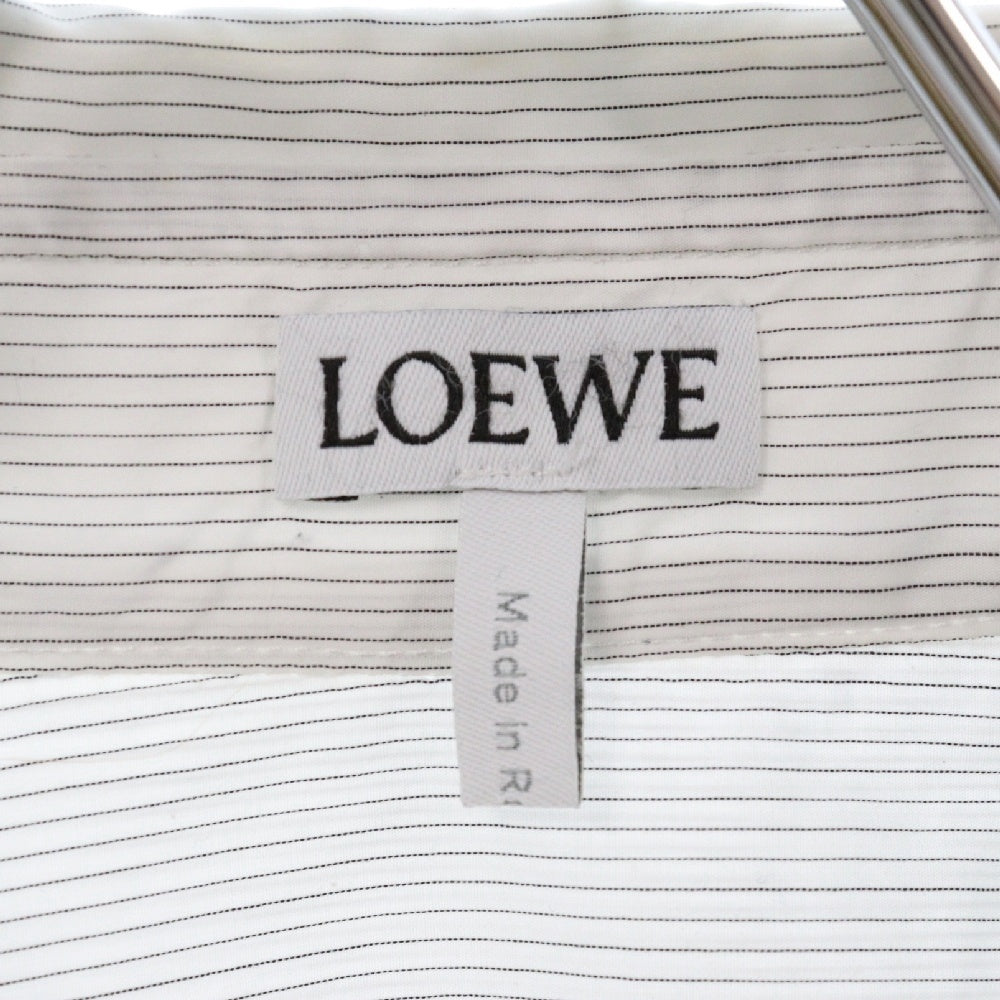 LOEWE(ロエベ) Anagram Logo Asymmetric Shirt アナグラム ロゴ刺繍アシンメトリー 長袖ストライプシャツ ホワイト H526Y05W10