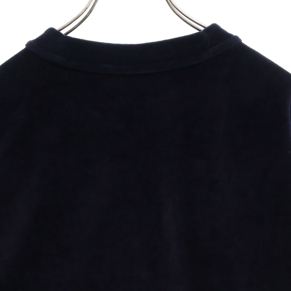 ALEXANDER WANG(アレキサンダーワン) Logo Crewneck Swaetshirt ラインストーン装飾 ベロアクルーネックスウェットトレーナー ネイビー レディース