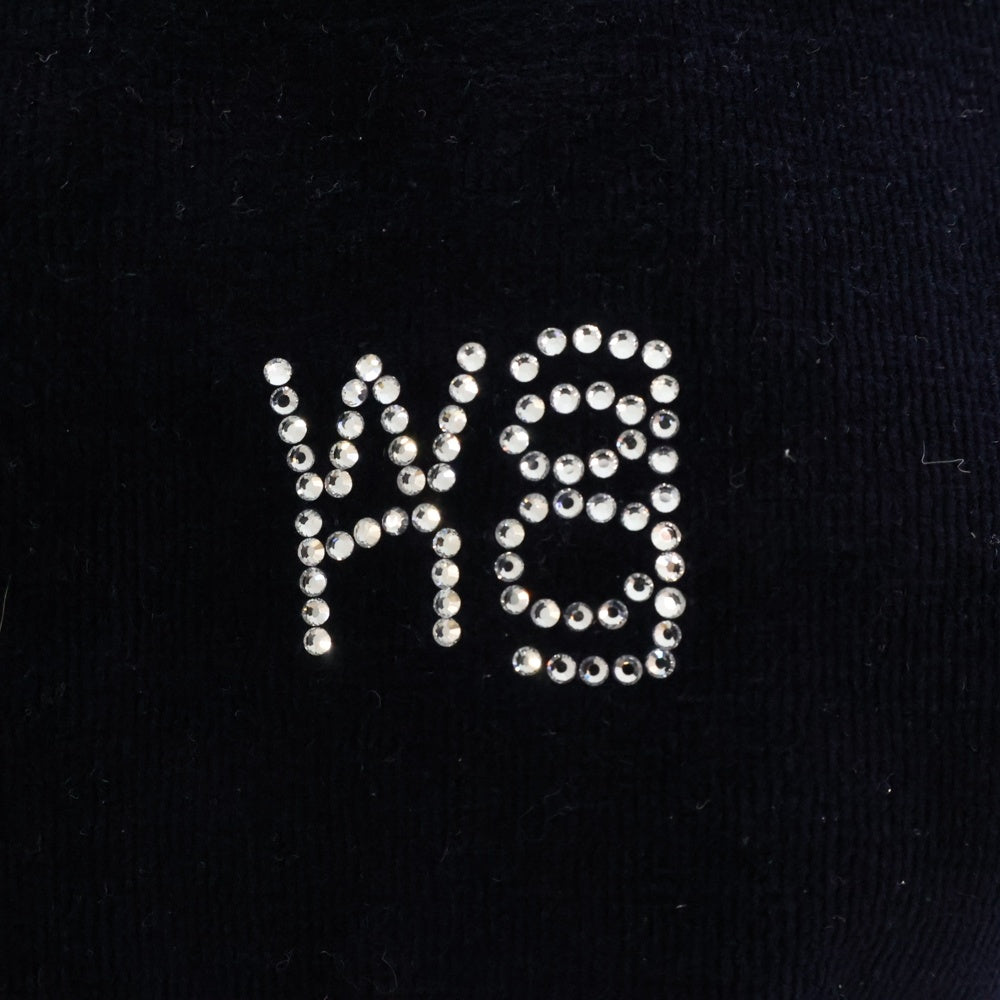 ALEXANDER WANG(アレキサンダーワン) Logo Crewneck Swaetshirt ラインストーン装飾 ベロアクルーネックスウェットトレーナー ネイビー レディース