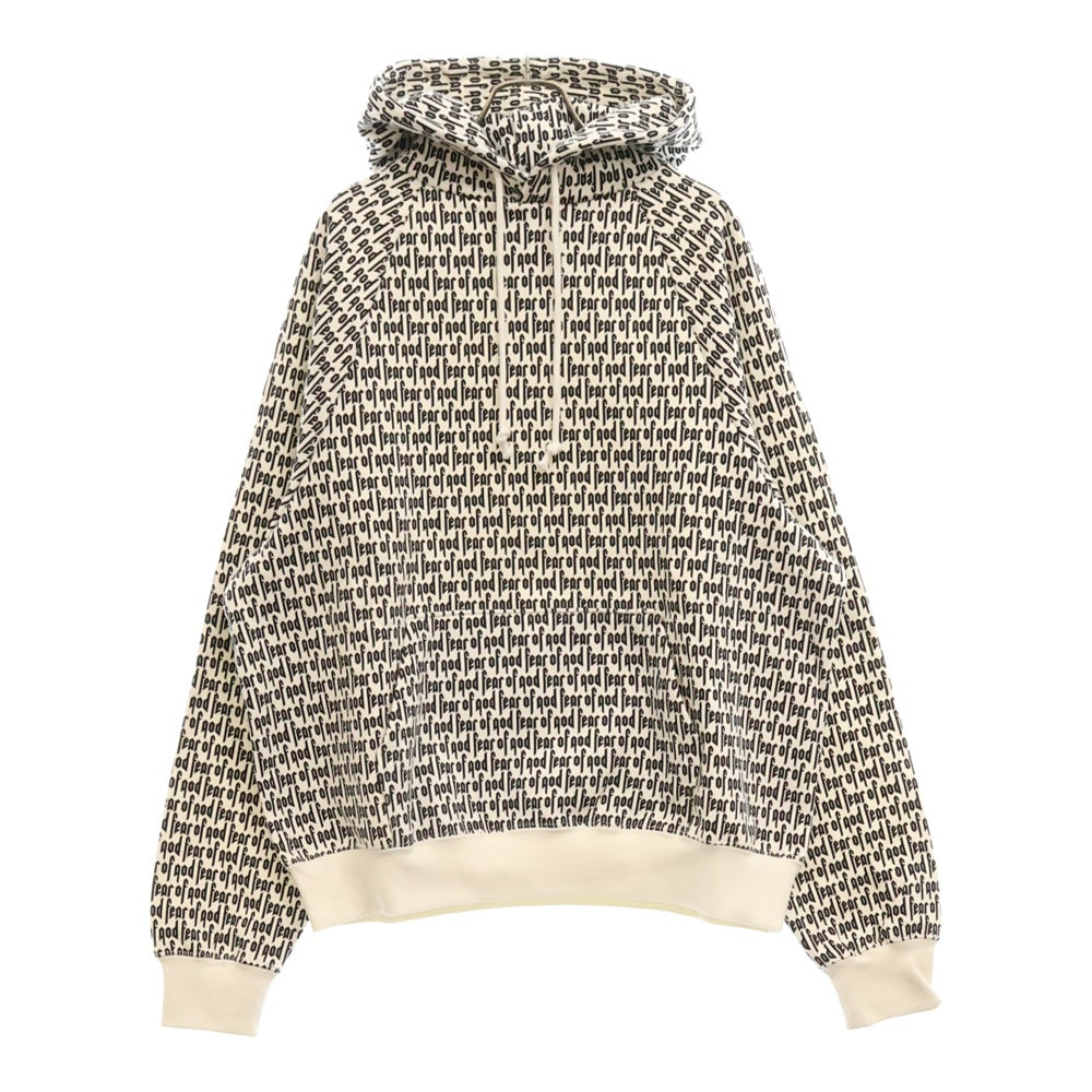 FEAR OF GOD ESSENTIALS(フィアオブゴッド エッセンシャルズ) 16AW ALL OVER LOGO HOODIE 総柄 プルオーバースウェットパーカー フーディー ホワイト