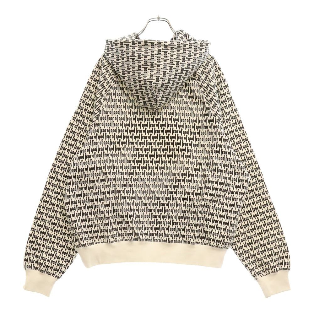 FEAR OF GOD ESSENTIALS(フィアオブゴッド エッセンシャルズ) 16AW ALL OVER LOGO HOODIE 総柄 プルオーバースウェットパーカー フーディー ホワイト