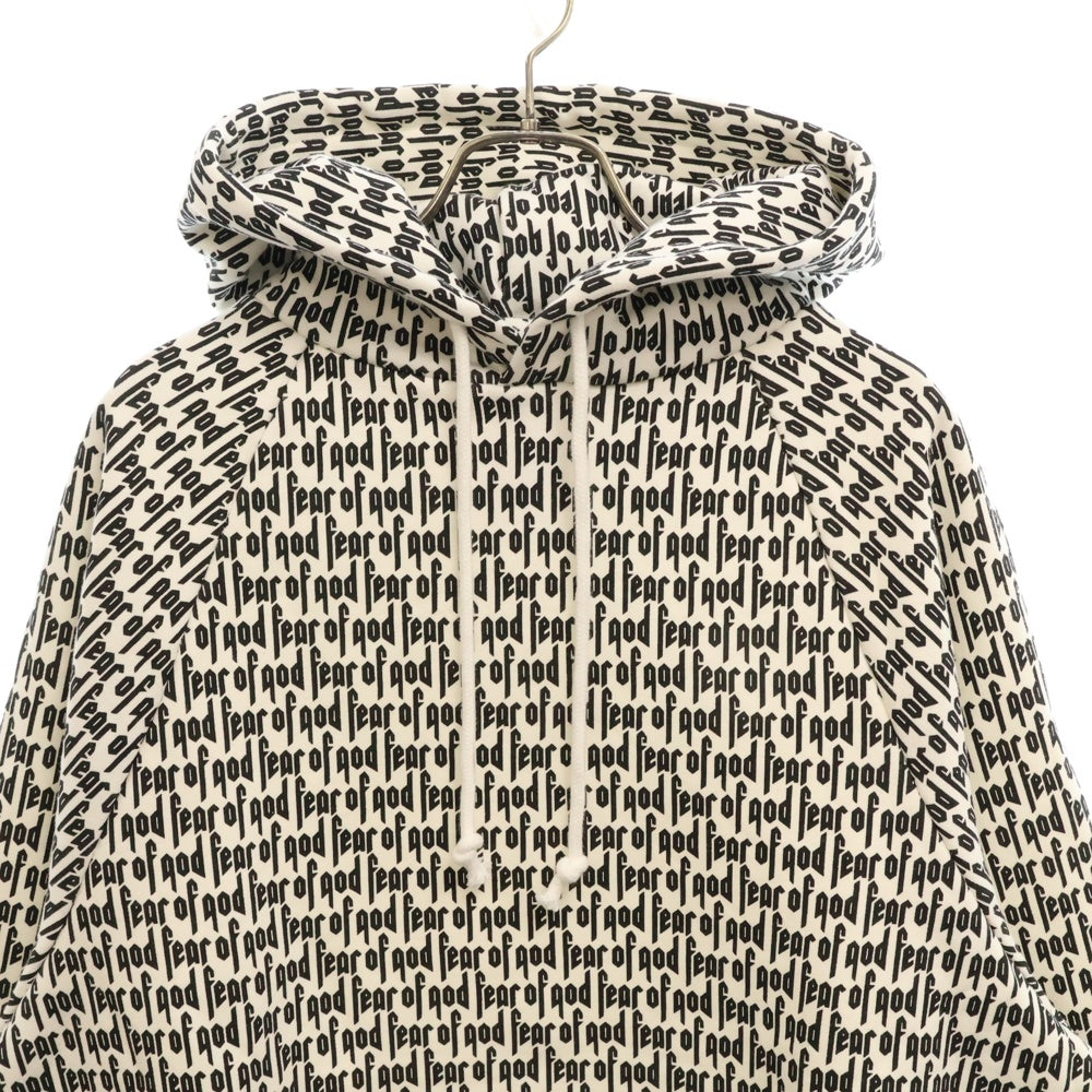 FEAR OF GOD ESSENTIALS(フィアオブゴッド エッセンシャルズ) 16AW ALL OVER LOGO HOODIE 総柄 プルオーバースウェットパーカー フーディー ホワイト