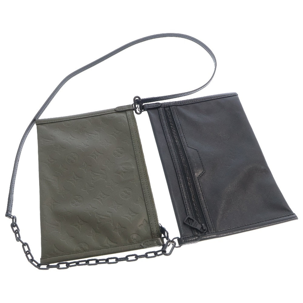 LOUIS VUITTON(ルイヴィトン) モノグラムシャドウ メッセンジャーショルダー クラッチバッグ ブラック/カーキ M44635