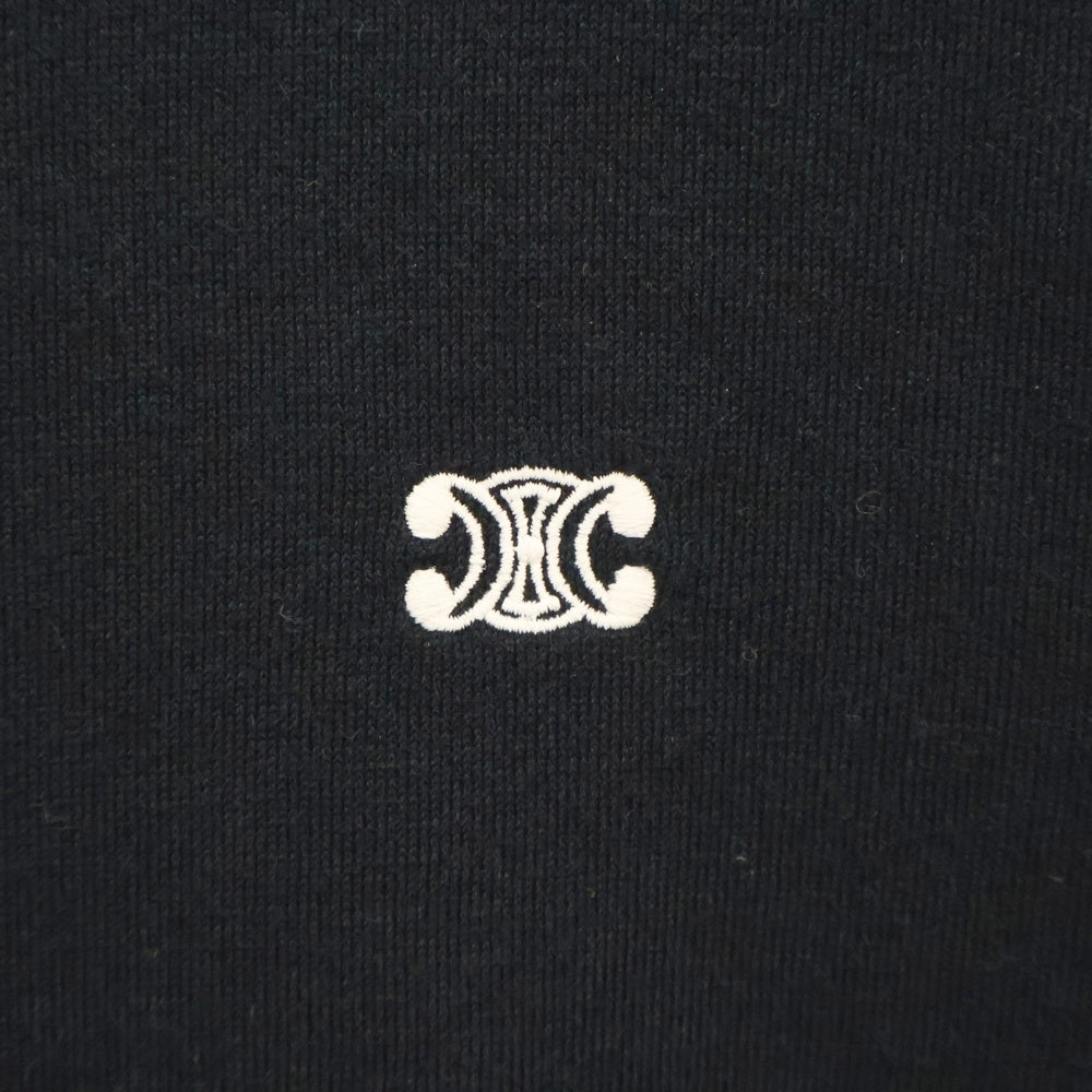 CELINE(セリーヌ) TRIOMPHE LOOSE HOODIE トリオンフ ロゴ刺繍 カシミヤ混 プルオーバースウェットパーカー フーディー ブラック 2Y35D450I.38AW