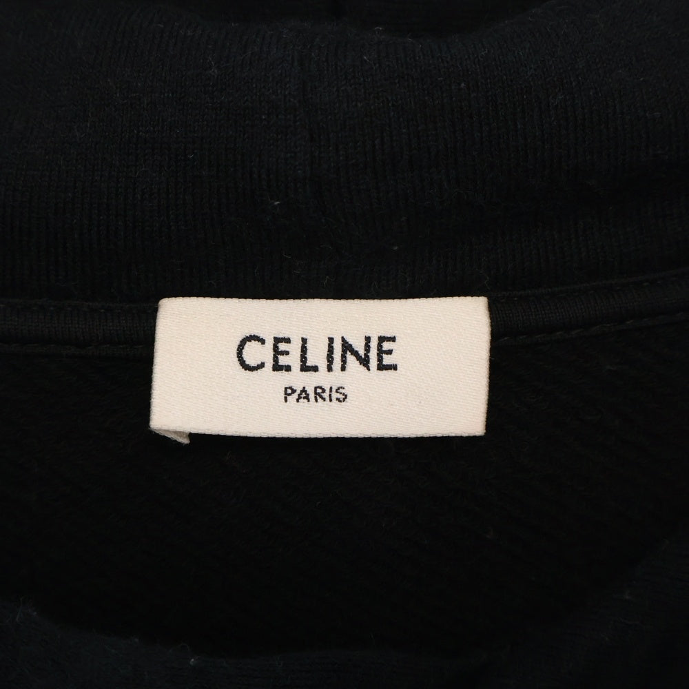 CELINE(セリーヌ) TRIOMPHE LOOSE HOODIE トリオンフ ロゴ刺繍 カシミヤ混 プルオーバースウェットパーカー フーディー ブラック 2Y35D450I.38AW