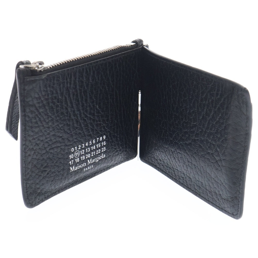 Maison Margiela 11(メゾンマルジェラ11) 23SS WALLET SLIM 2 レザーカードケース マネークリップ付きウォレット 財布 ブラック PINCERSA1UI0022