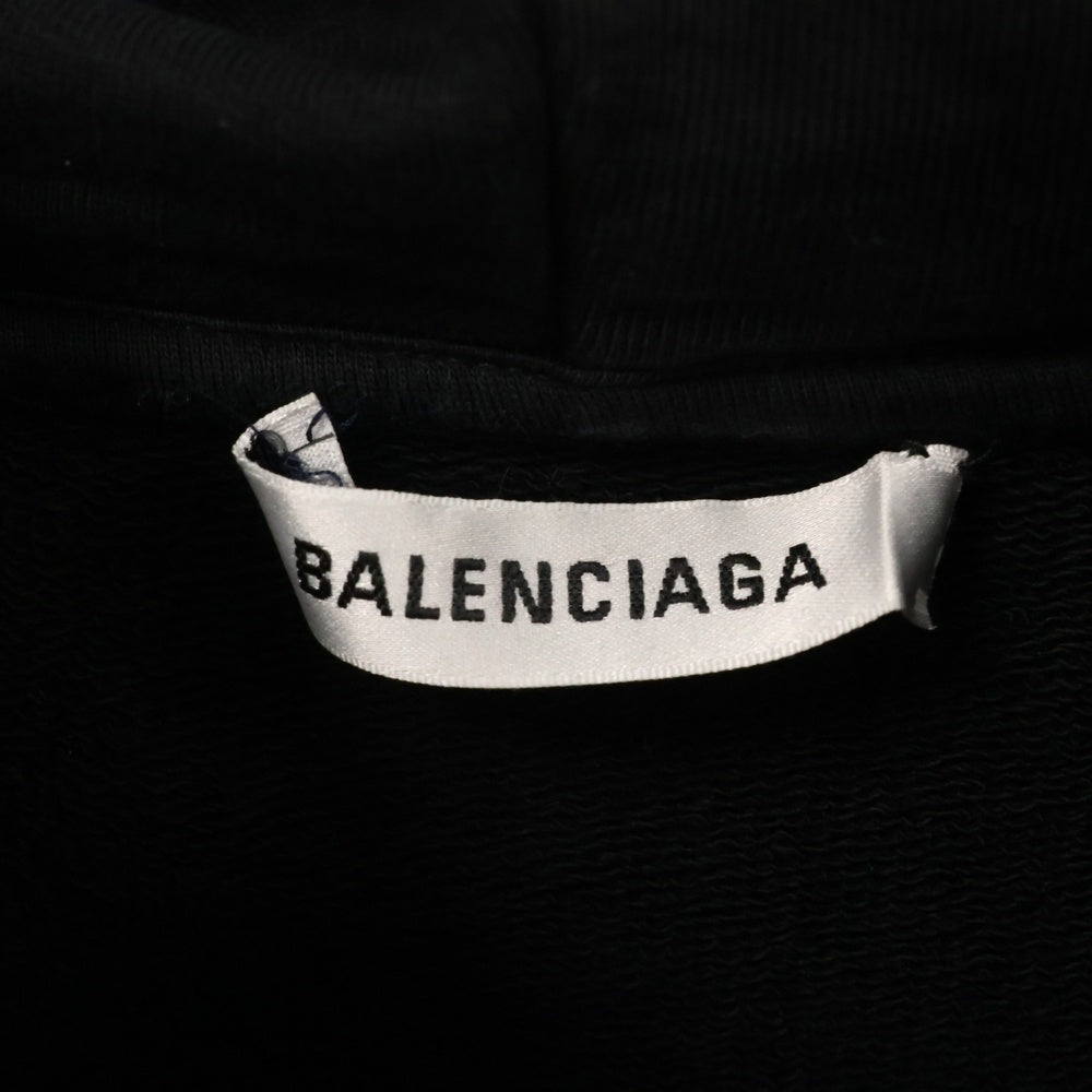 BALENCIAGA(バレンシアガ) 17AW Hoodie フードロゴプリント プルオーバースウェットパーカー フーディー ブラック 528351 TAV37