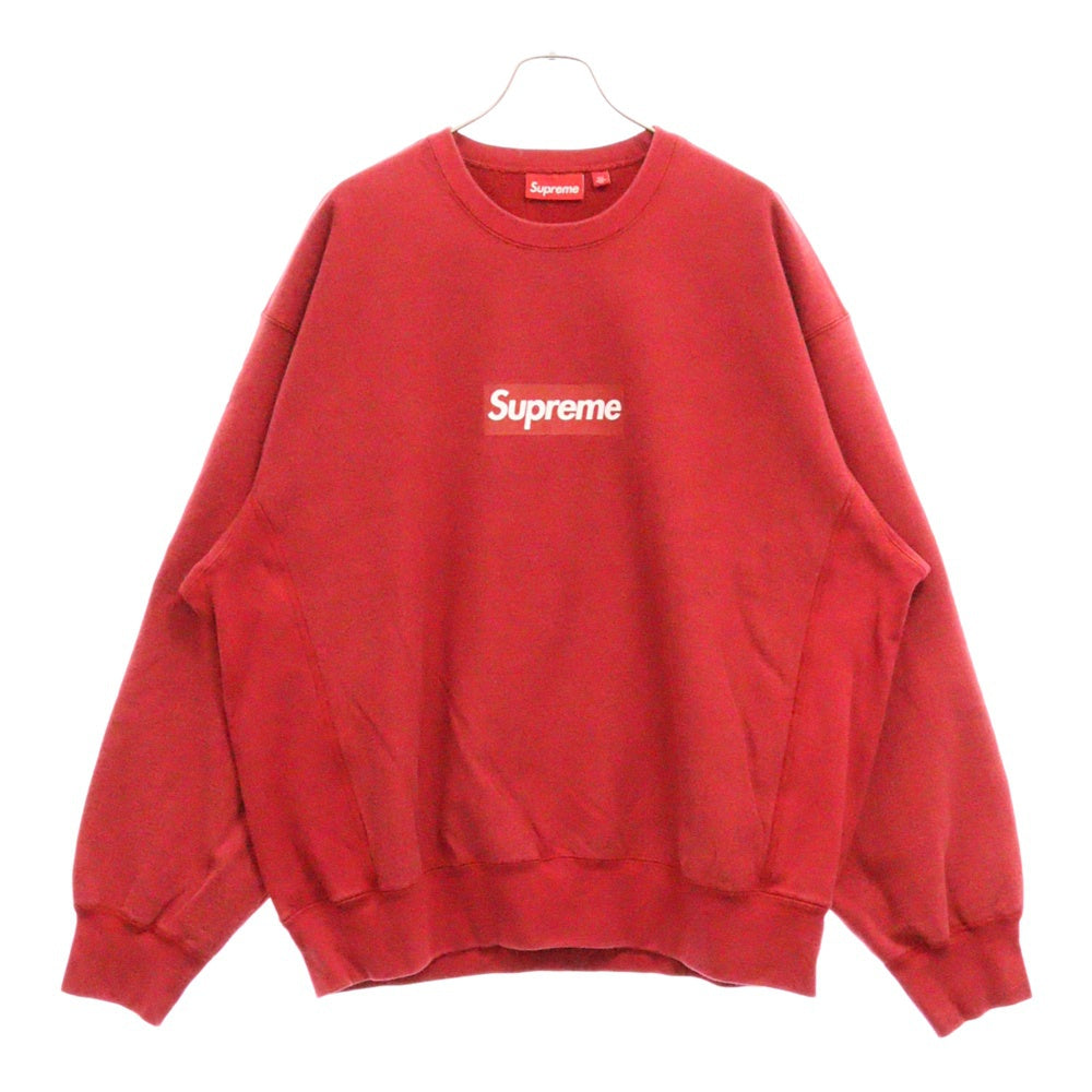 SUPREME(シュプリーム) 25SS Washed Box Logo Crewneck ウォッシュ加工 ボックスロゴ クルーネック トレーナー レッド