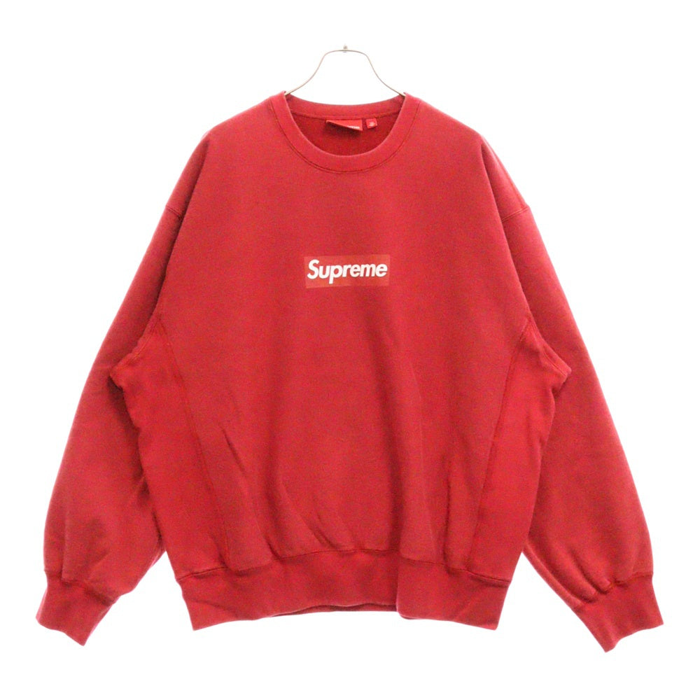 SUPREME(シュプリーム) 25SS Washed Box Logo Crewneck ウォッシュ加工 ボックスロゴ クルーネック トレーナー レッド