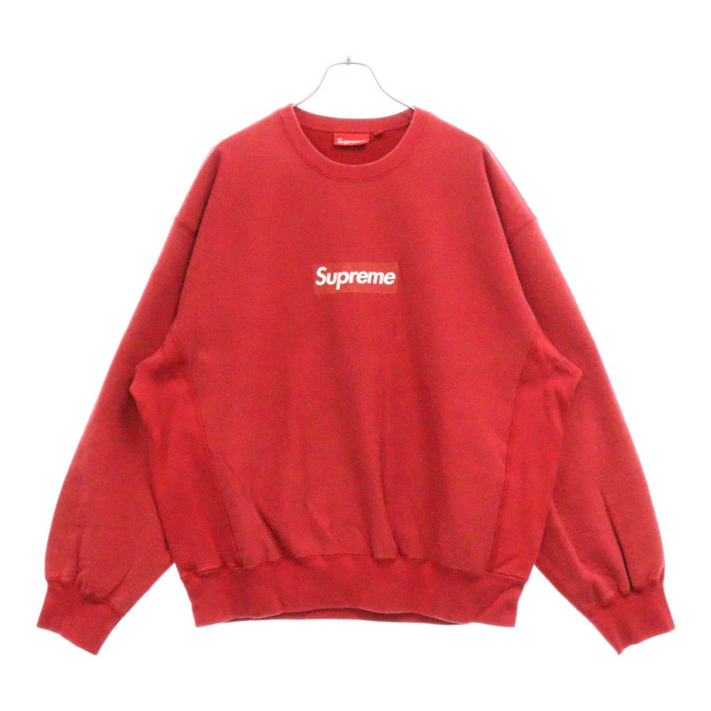 SUPREME(シュプリーム) 25SS Washed Box Logo Crewneck ウォッシュ加工 ボックスロゴ クルーネック トレーナー レッド